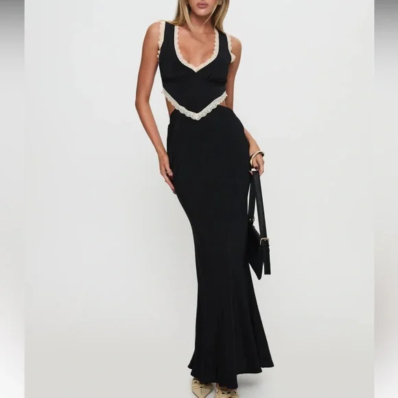 open lace back dress Nourish Maxi Dress | Black | Womens main image 1